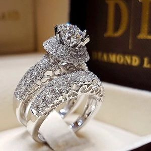 Diamond Engagement Bridal Wedding 2PC Ring Set